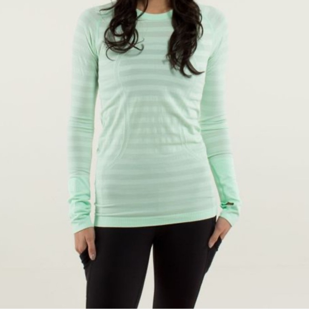 Lululemon Swiftly Tech Longsleeve Mint Green Stripe